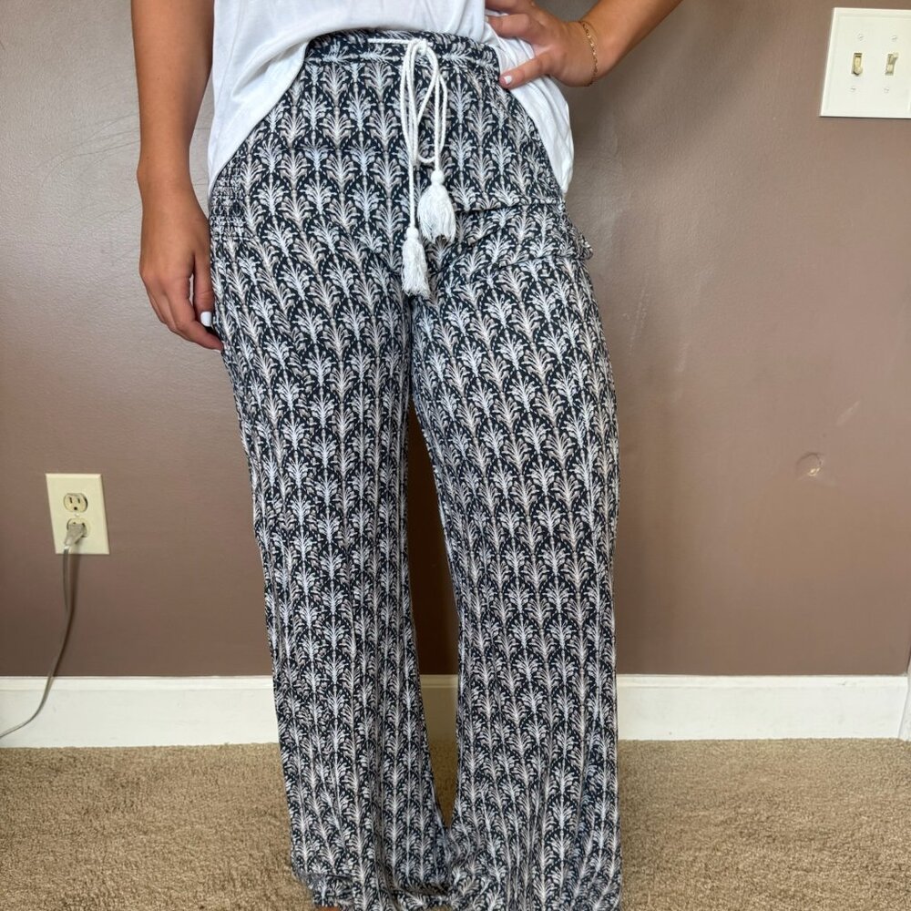 O’Neill Black & White Boho Wide Leg Pants – Size S